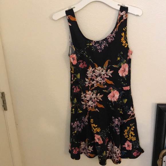h&m black floral dress Women's Black/floral Long Cotton Dress